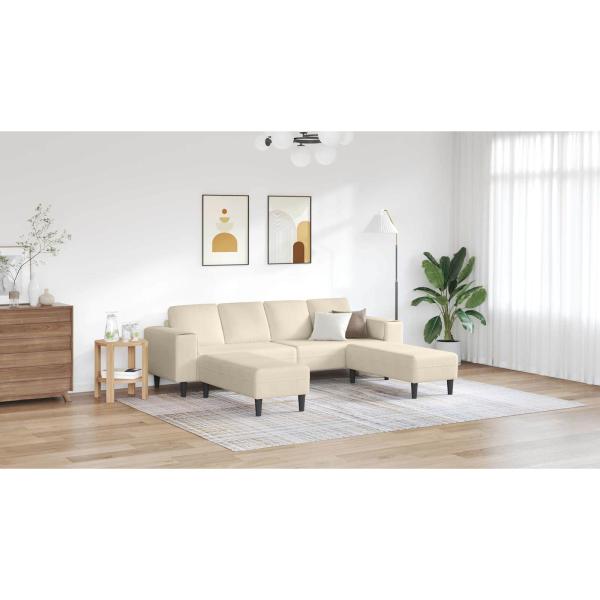 Stoffsofa mit Kissen Creme 208 cm Cordstoff