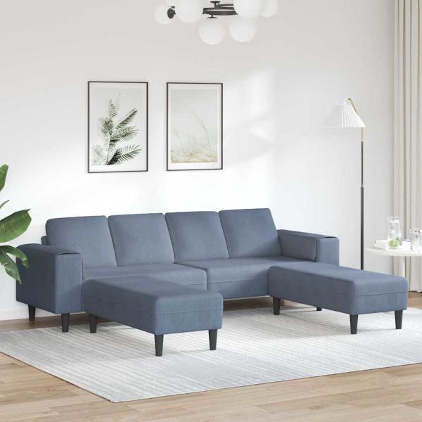 ARDEBO.de - Stoffsofa mit Kissen Blau Cordstoff