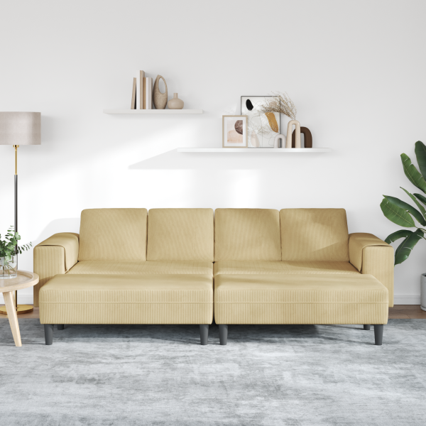 Stoffsofa mit Kissen Grau Grün Cordstoff