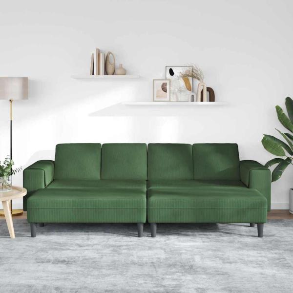 Stoffsofa mit Kissen Dunkelgrün Cordstoff
