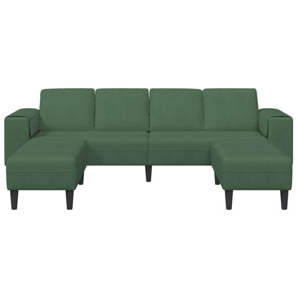 Stoffsofa mit Kissen Dunkelgrün Cordstoff