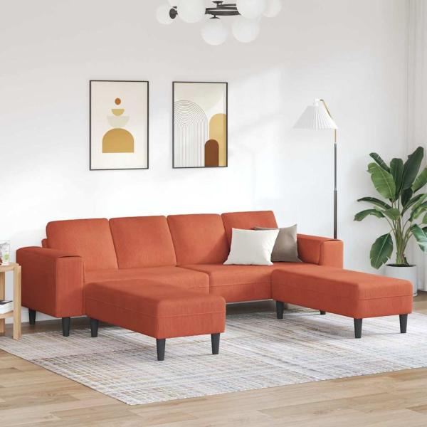 ARDEBO.de - Stoffsofa mit Kissen Rot-Orange 208 cm Cordstoff