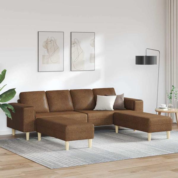 ARDEBO.de - Sofa Set 3 pcs Braun Faux Wildleder