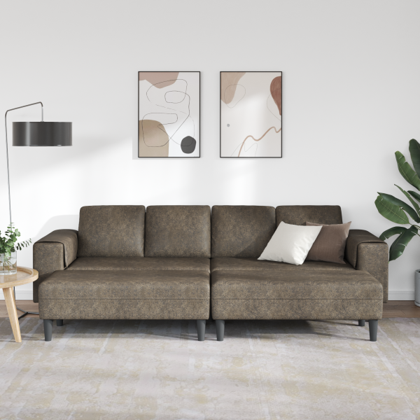 Sofa Set 3 pcs Dunkelgrau Faux Wildleder