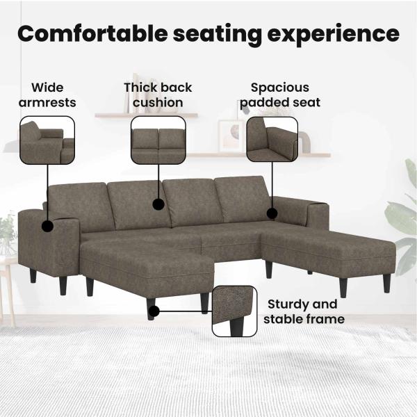 Sofa Set 3 pcs Dunkelgrau Faux Wildleder