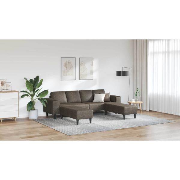 Sofa Set 3 pcs Dunkelgrau Faux Wildleder