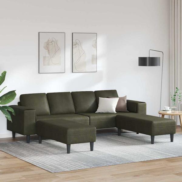 ARDEBO.de - Sofa Set 3 pcs Armeegrün Faux Wildleder