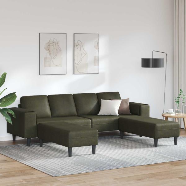 Sofa Set 3 pcs Armeegrün Faux Wildleder