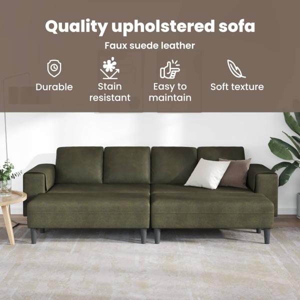 Sofa Set 3 pcs Armeegrün Faux Wildleder