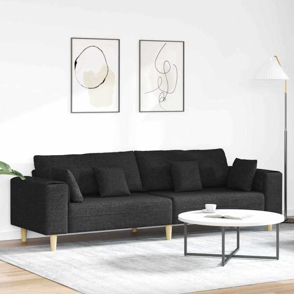 ARDEBO.de - Stoffsofa mit Kissen Schwarz 208 cm Stoff