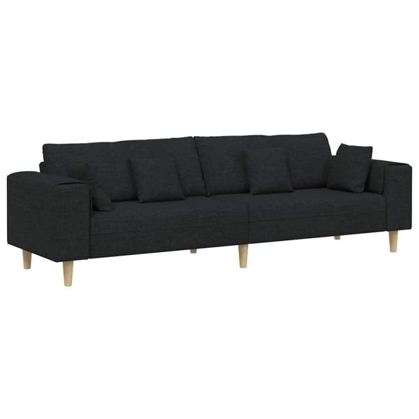 Stoffsofa mit Kissen Schwarz 208 cm Stoff