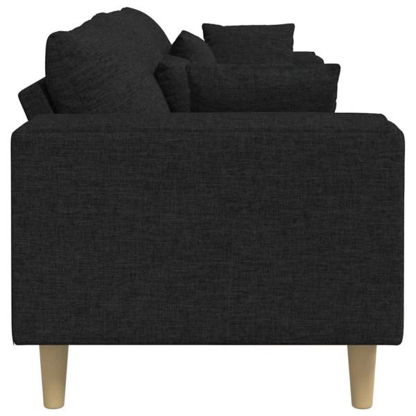 Stoffsofa mit Kissen Schwarz 208 cm Stoff