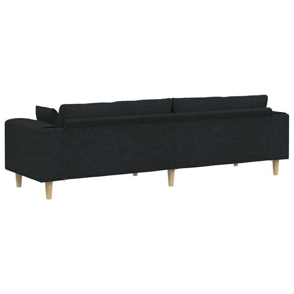 Stoffsofa mit Kissen Schwarz 208 cm Stoff