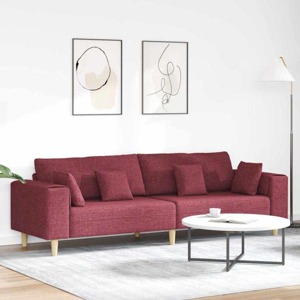ARDEBO.de - Stoffsofa mit Kissen Weinrot 208 cm Stoff