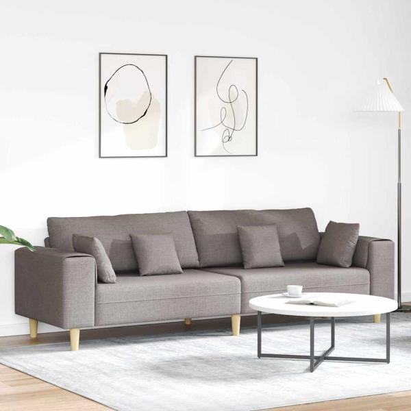 ARDEBO.de - Stoffsofa mit Kissen Taupe 208 cm Stoff