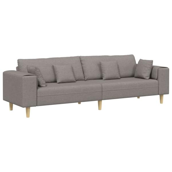 Stoffsofa mit Kissen Taupe 208 cm Stoff