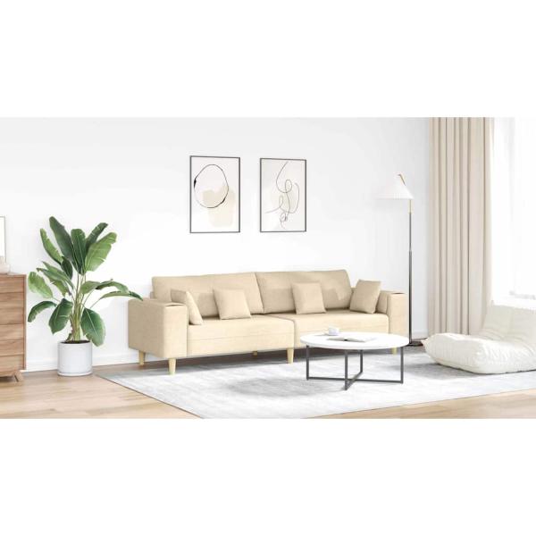 Stoffsofa mit Kissen Creme 208 cm Stoff