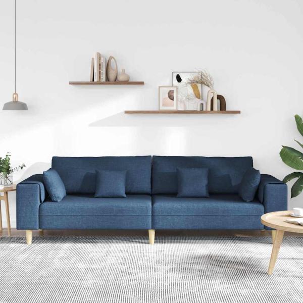 Stoffsofa mit Kissen Blau 208 cm Stoff