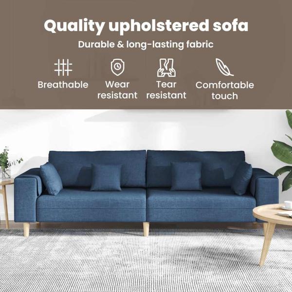 Stoffsofa mit Kissen Blau 208 cm Stoff