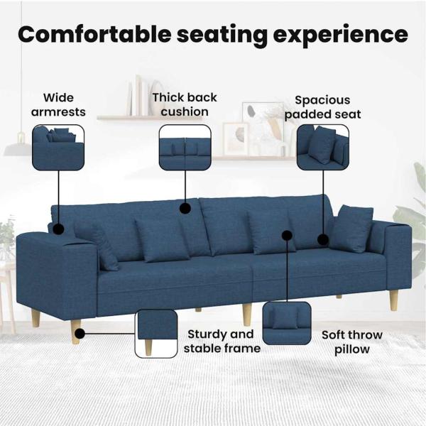 Stoffsofa mit Kissen Blau 208 cm Stoff