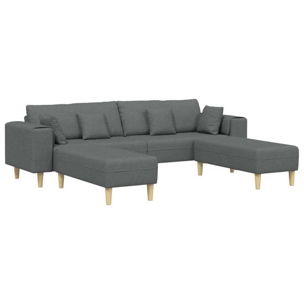 ARDEBO.de - Stoffsofa mit Kissen 3 pcs Dunkelgrau 208 cm Stoff