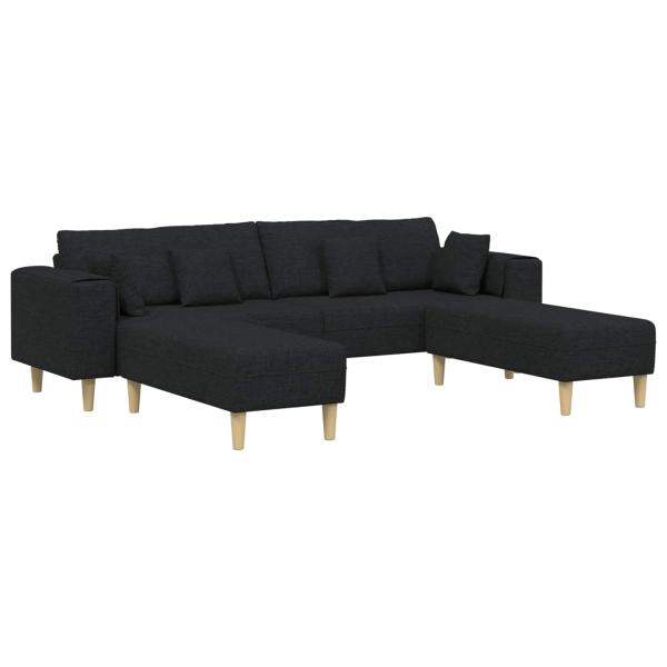 ARDEBO.de - Stoffsofa mit Kissen 3 pcs Schwarz 208 cm Stoff