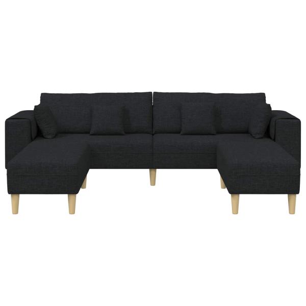 Stoffsofa mit Kissen 3 pcs Schwarz 208 cm Stoff