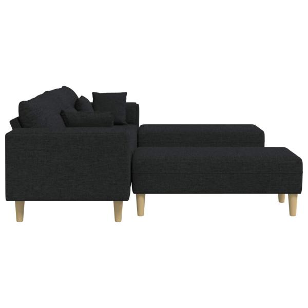 Stoffsofa mit Kissen 3 pcs Schwarz 208 cm Stoff