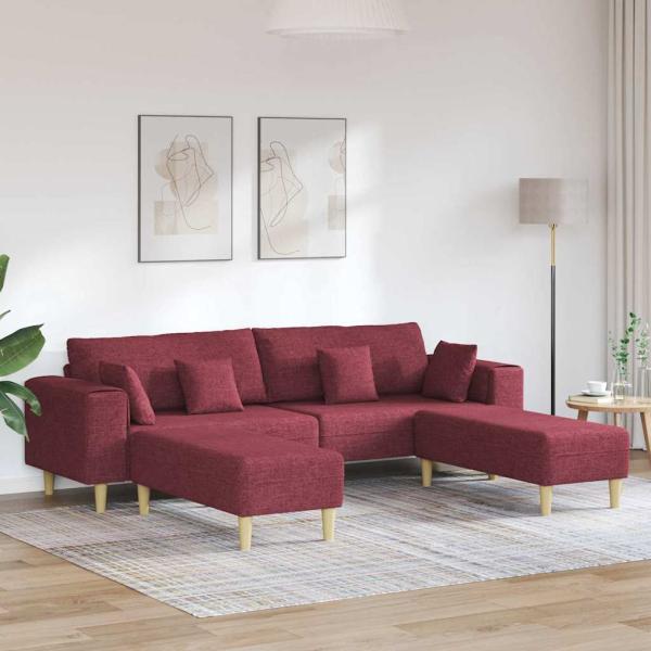ARDEBO.de - Stoffsofa mit Kissen 3 pcs Weinrot 208 cm Stoff