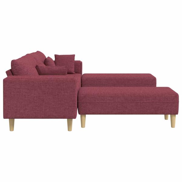 Stoffsofa mit Kissen 3 pcs Weinrot 208 cm Stoff