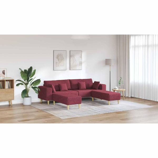 Stoffsofa mit Kissen 3 pcs Weinrot 208 cm Stoff