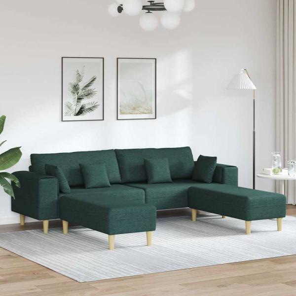 ARDEBO.de - Stoffsofa mit Kissen 3 pcs Dunkelgrün 208 cm Stoff