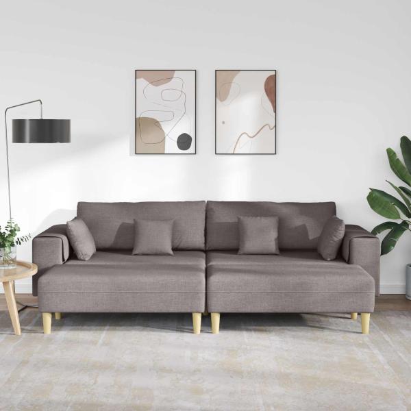 Stoffsofa mit Kissen 3 pcs Taupe 208 cm Stoff