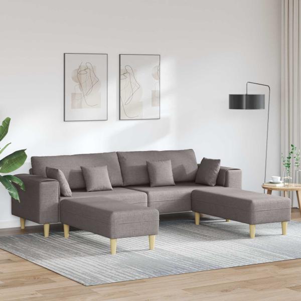 Stoffsofa mit Kissen 3 pcs Taupe 208 cm Stoff
