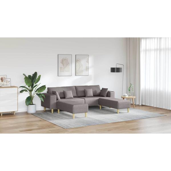 Stoffsofa mit Kissen 3 pcs Taupe 208 cm Stoff