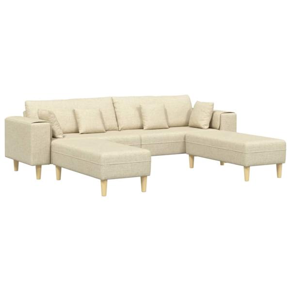 Stoffsofa mit Kissen 3 pcs Creme 208 cm Stoff