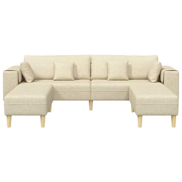 Stoffsofa mit Kissen 3 pcs Creme 208 cm Stoff