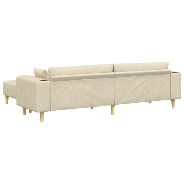 Stoffsofa mit Kissen 3 pcs Creme 208 cm Stoff