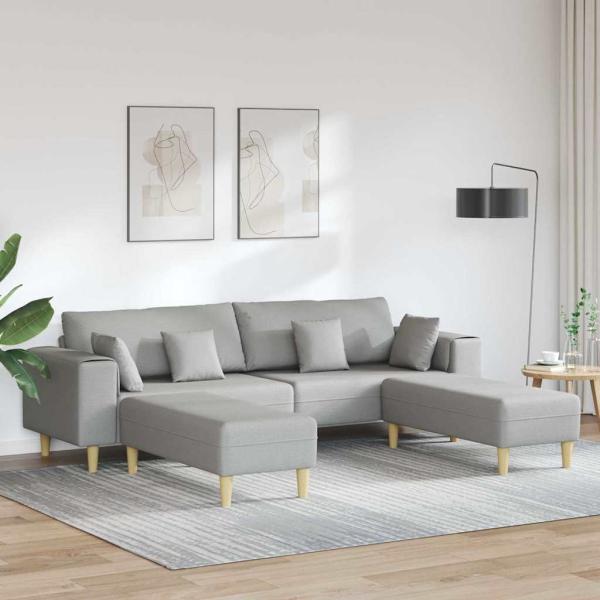 ARDEBO.de - Stoffsofa mit Kissen 3 pcs Wolken-Grau 208 cm Stoff