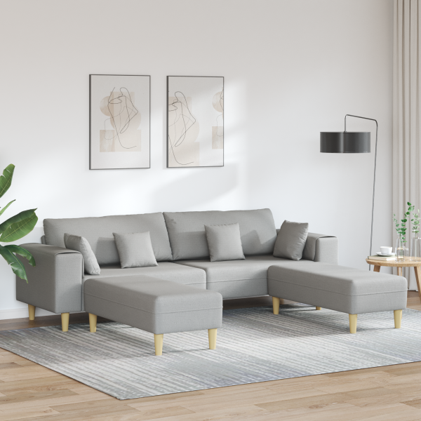 Stoffsofa mit Kissen 3 pcs Wolken-Grau 208 cm Stoff