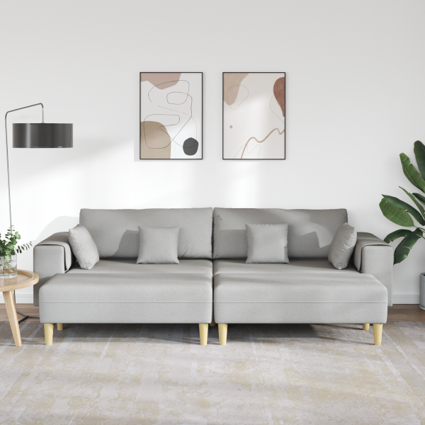 Stoffsofa mit Kissen 3 pcs Wolken-Grau 208 cm Stoff