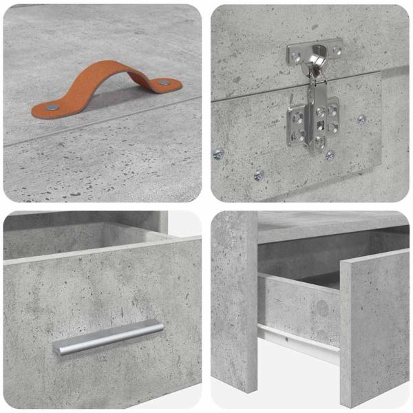 Bett mit Stauraum mit Kopfteil Beton Grau 100 x 200 cm Holzwerkstoff