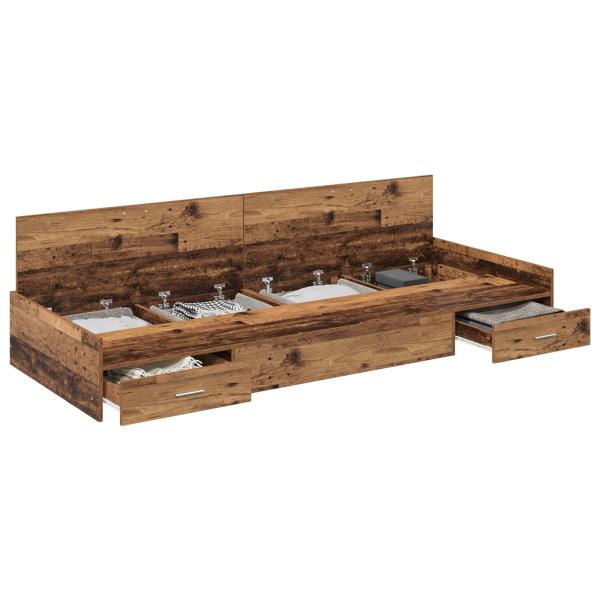 Bett mit Stauraum mit Kopfteil Altholz 100 x 200 cm Holzwerkstoff