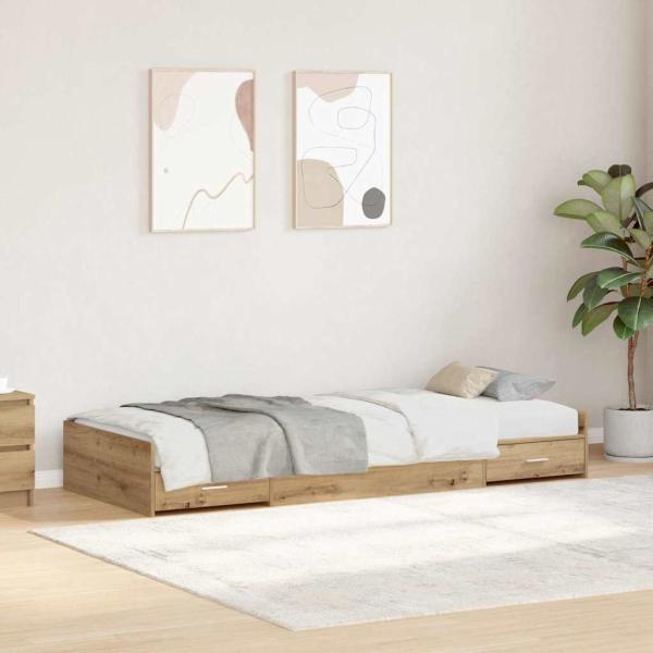 ARDEBO.de - Bett mit Stauraum Artisan Eiche 100 x 200 cm Holzwerkstoff