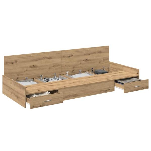Bett mit Stauraum Artisan Eiche 100 x 200 cm Holzwerkstoff