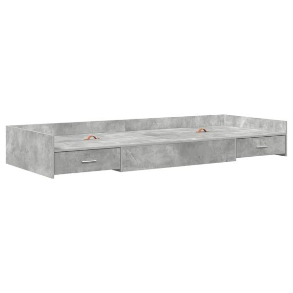 Bett mit Stauraum mit Kopfteil Beton Grau 90 x 200 cm Holzwerkstoff