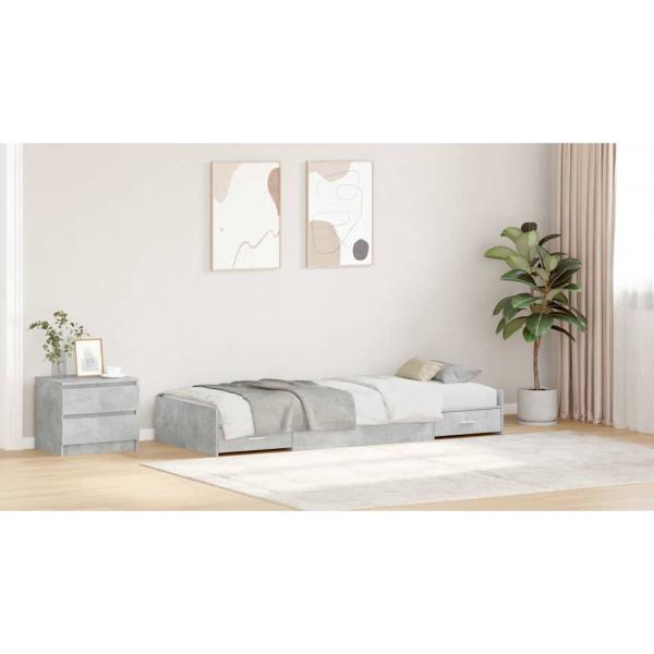 Bett mit Stauraum mit Kopfteil Beton Grau 90 x 200 cm Holzwerkstoff