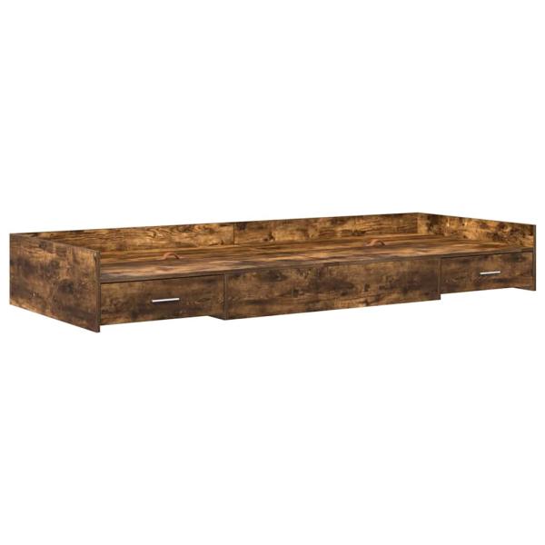 Bett mit Stauraum Geräucherte Eiche 90 x 200 cm Holzwerkstoff