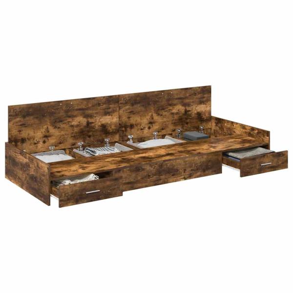 Bett mit Stauraum Geräucherte Eiche 90 x 200 cm Holzwerkstoff