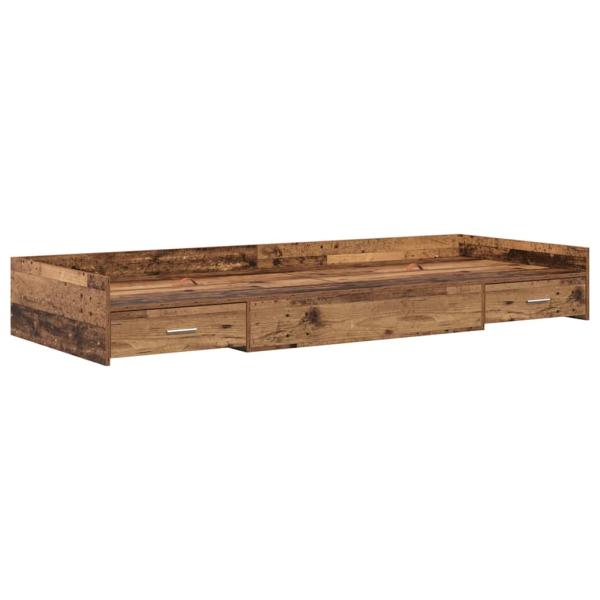 Bett mit Stauraum mit Kopfteil Altholz 90 x 200 cm Holzwerkstoff